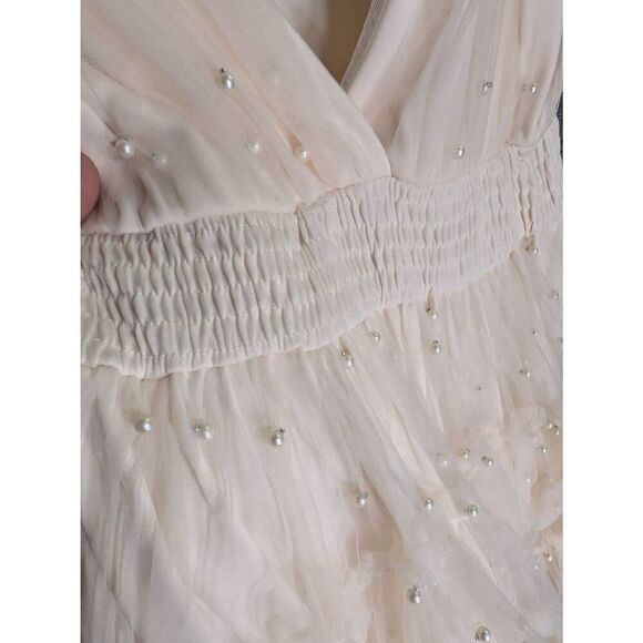Mable White Pearl Stud/ Swiss Tulle Mini Dress Women's Medium - Picture 4 of 7
